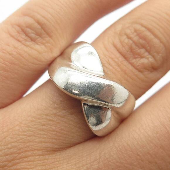 Other - 925 Sterling Silver Vintage Wide Crisscross Cocktail Ring Size 8.25